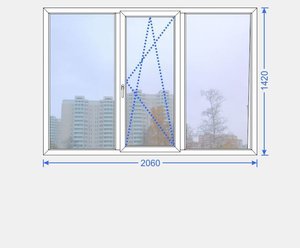 Серия КОПЭ - Башня - Окно трехстворчатое «Стандарт» 2060