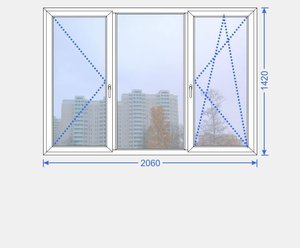 Серия КОПЭ - Башня - Окно трехстворчатое 2060