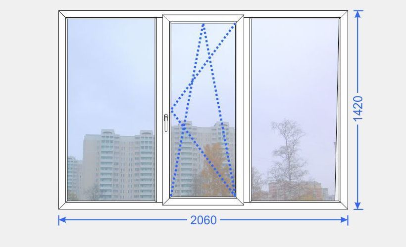Серия КОПЭ - Башня - Окно трехстворчатое «Стандарт» 2060