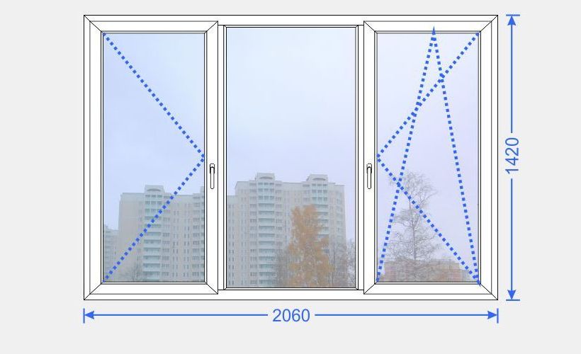 Серия КОПЭ - Башня - Окно трехстворчатое 2060